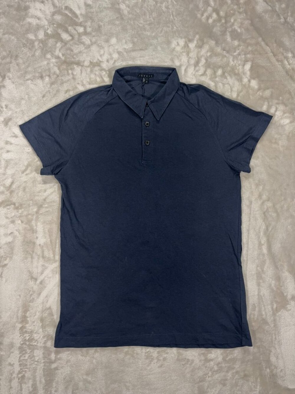 Theory Men's Polo Shirt Short Sleeve Navy - Size Medium